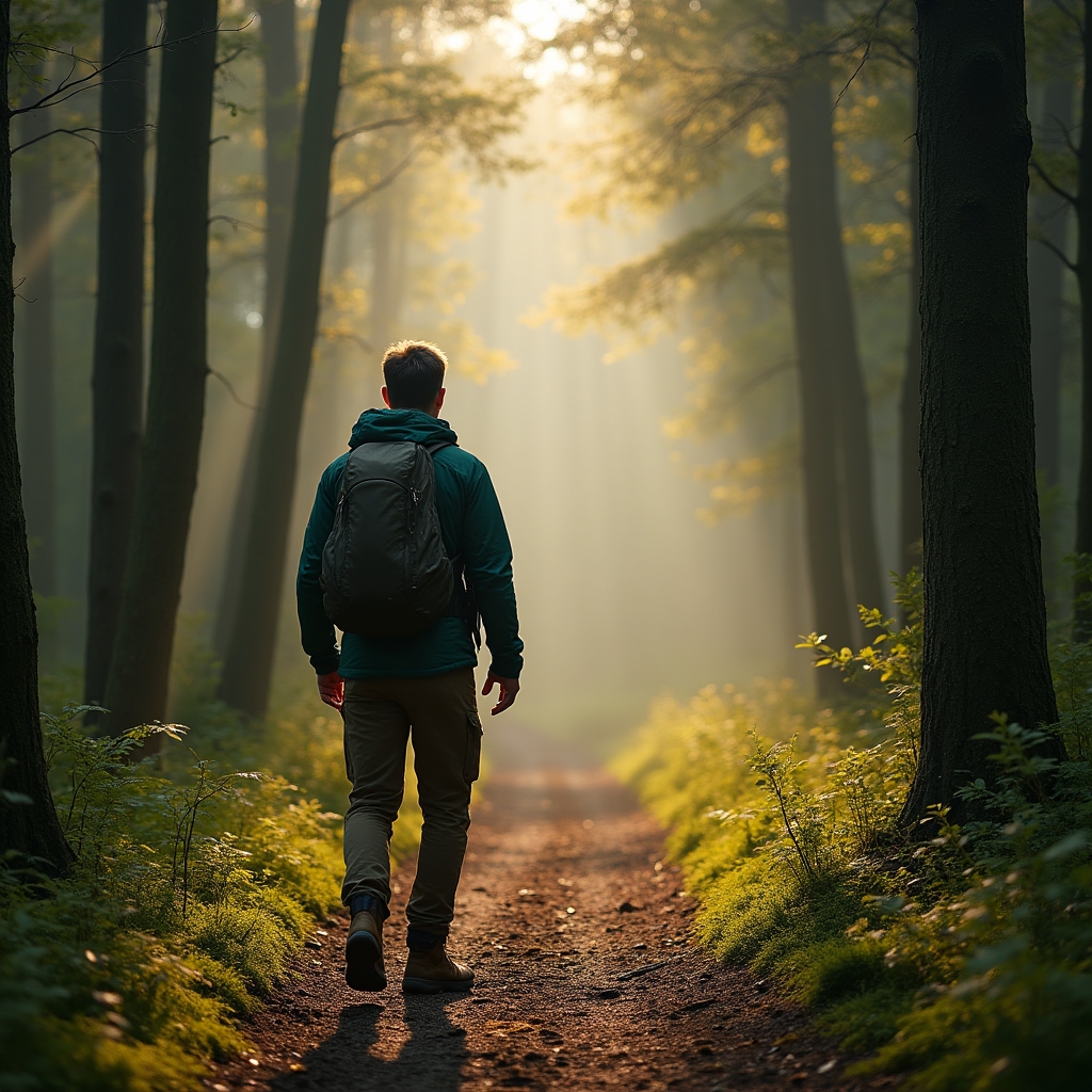 Turista na lesnej ceste v slovenských horách